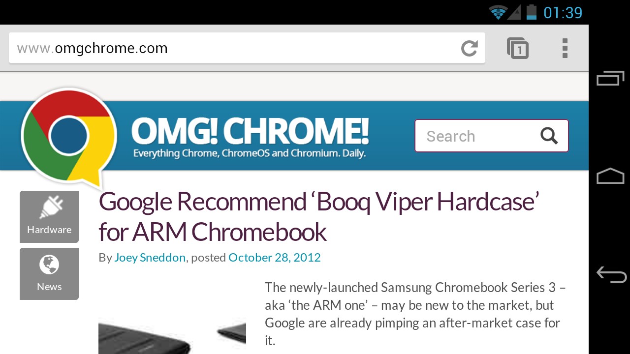 Chrome Browser on the Samsung Galaxy Nexus