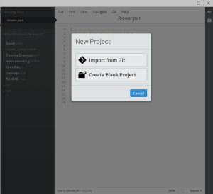 New projects can be created from scratch or existing Git repos.