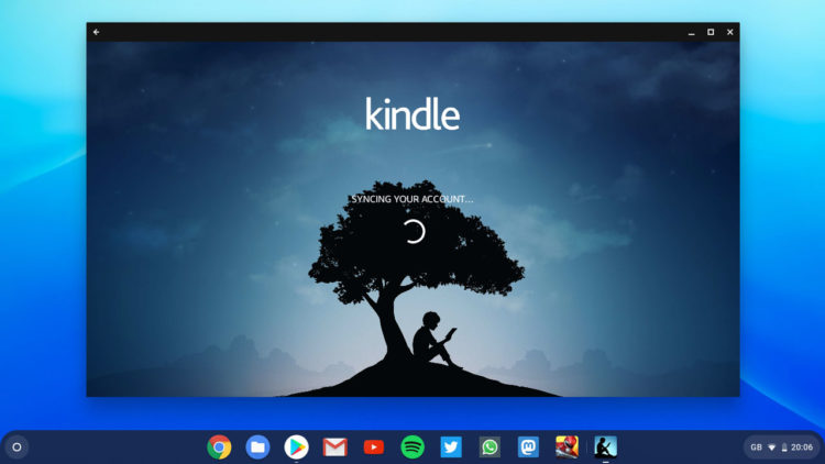 The Kindle app running on a Chromebook