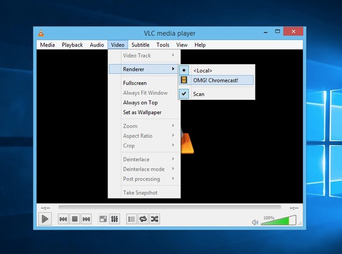 VLC Chromecast Streaming in video renderer