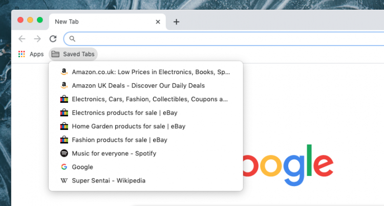 saved tabs folder in chrome